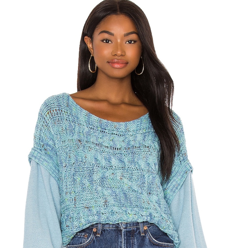Free People - Honey Cable Pullover Sweater - Siren Blue - XL - NWT